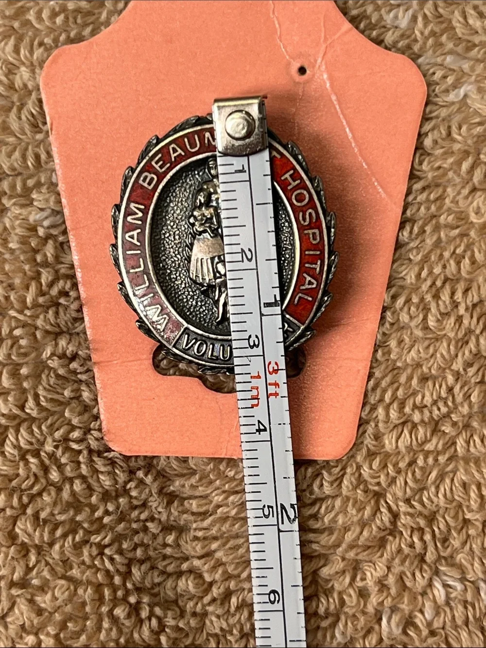 Volunteer Red Enamel Silver-Tone Lapel Pin